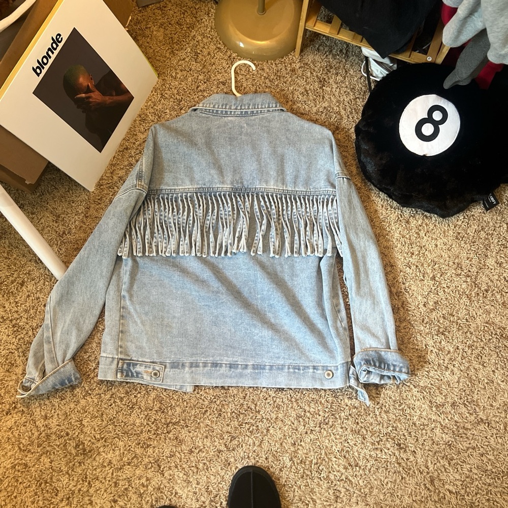 Wishlist Blue Jean Jacket Fringe